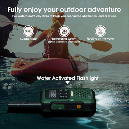 G9 Waterproof Walkie Talkie for Adult Long Range, Floating Portable Two Way Radio, NOAA Weather Alert,SOS,Flashlight, Rechargeable 2 Way Raido for Adults (4 Pack)