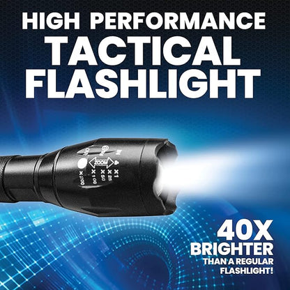 Taclight Flashlight by Bell+Howell High Lumens LED Tactical Flashlight 5 Modes & Zoom Function 40X Brighter Water Proof Handheld Flashlight for Emergency Camping Accessories As Seen On TV Set of 3