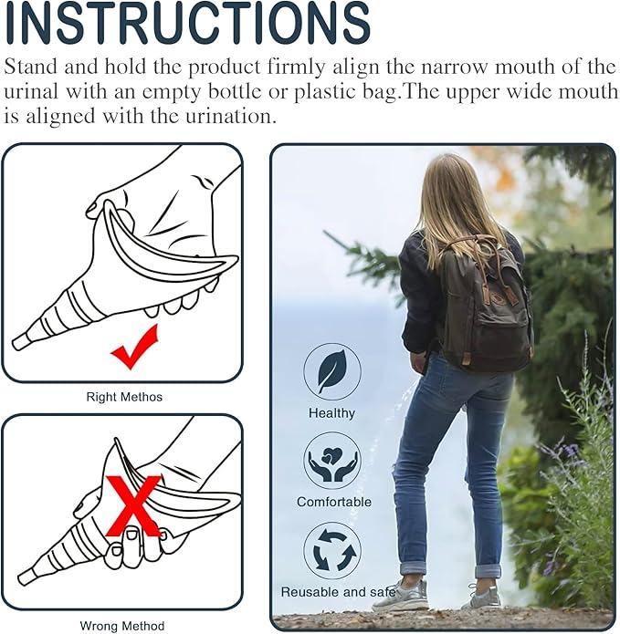Female Urination Device, Reusable Female Urinal Silicone Women Pee Funnel Allows Women to Pee Standing Up, Portable Womens Urinal is The Perfect Companion for Camping,Outdoor,Travel