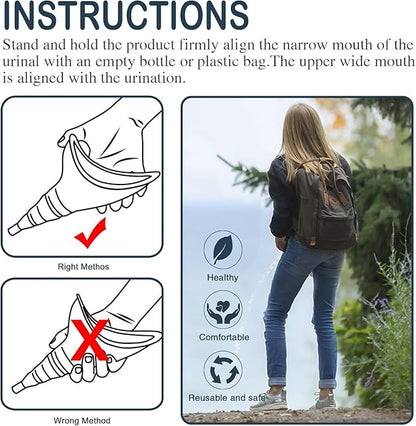 Female Urination Device, Reusable Female Urinal Silicone Women Pee Funnel Allows Women to Pee Standing Up, Portable Womens Urinal is The Perfect Companion for Camping,Outdoor,Travel