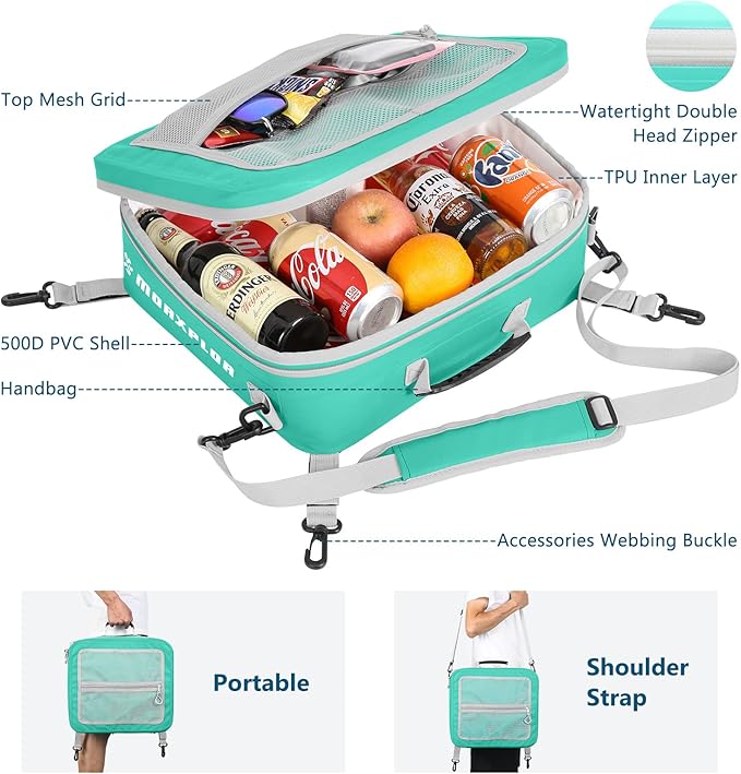 Waterproof PVC Paddleboard Cooler Deck Bag - 12 Can Soft Insulated Cooler for Paddleboarding, Camping, Kayaking