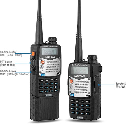 BAOFENG UV-5R 8W Ham Radio Handheld Dual Band 2-Way with an Extra 3800mAh Battery with BAOFENG Hand Mic and Programming Cable