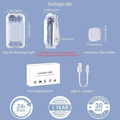 1797 Running Lights for Runners 2 Pack Clip On Flashlight Night Safety Hands Free Headlamp Running Gear Accessories Jogging Walking Dog Camping Hiking Rechargeable USB