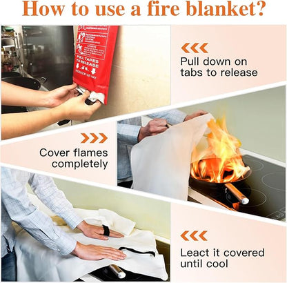 Fire Blanket for Home and Kitchen, 2 Pack Emergency Fire Blanket with Gloves, 40”x 40” Fire Extinguisher Blanket, Fire Suppression Blanket Fire Retardant Blanket for Camping Car Survival