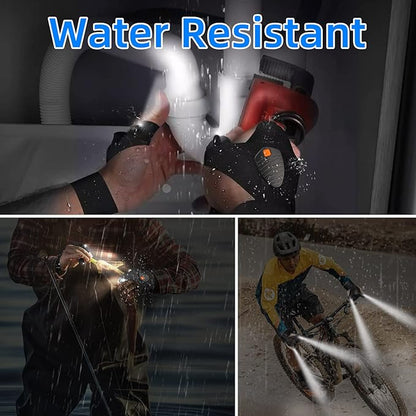 Rechargeable LED Flashlight Gloves, Gifts for Men Dad Him Boyfriend Birthday Christmas, Cool Gadgets Waterproof Hands-Free Light Gloves with Battery Indicator for Repairing Fishing Camping