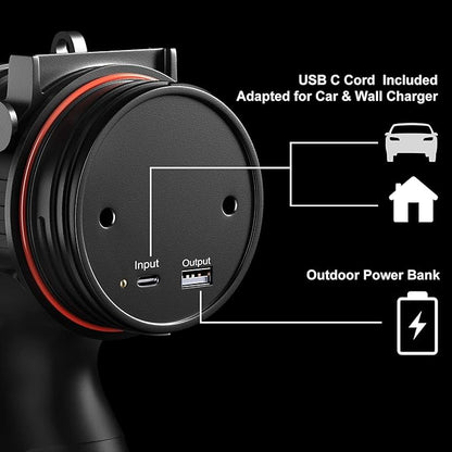 BUYSIGHT Rechargeable Spotlight Flashlight, Hand held Spotlight 200,000 lumens Waterproof Flashlight Hunting Lamp with red Filter(Black)