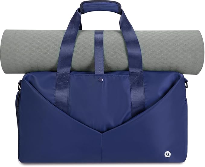 Ceneda Women's 20" Gym Duffel Bag with Wet Pocket & Shoe Compartment, Portable Overnight Weekender Travel Bag, Yoga Bag (Navy Blue)