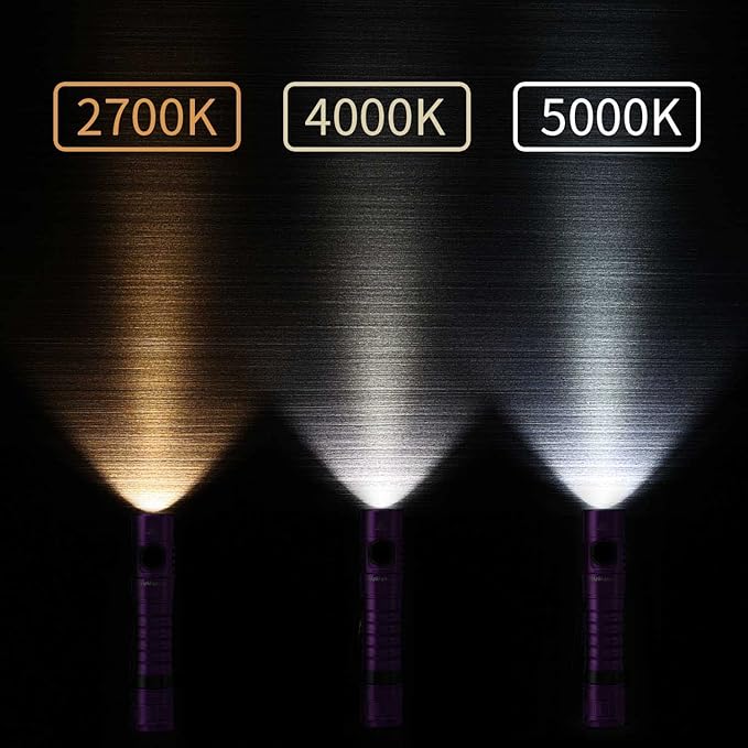 Wurkkos FC11 Powerful Little Flashlights 90CRI Maximum Output 1300LM EDC Torch,IP67 Waterproof Flashlight,Magnetic Tailcap,Great for Walking Home Use(Purple-5000K)