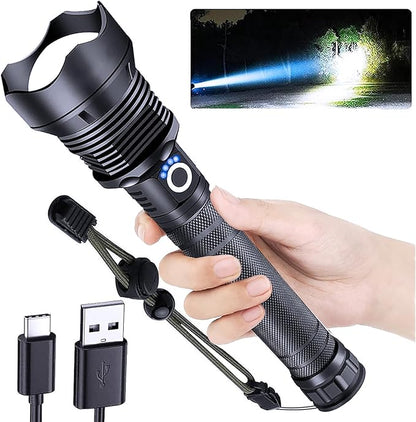 Led Flashlights High Lumens Rechargeable — 990,000 LM Led Flashlight Rechargeable, Super Bright Flashlight Rechargeable Flashlights, Powerful Flashlights for Emergencies Camping Hiking Gift