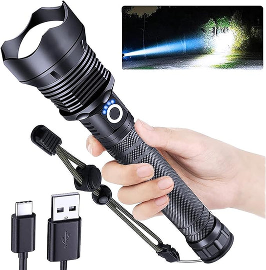 Led Flashlights High Lumens Rechargeable — 990,000 LM Led Flashlight Rechargeable, Super Bright Flashlight Rechargeable Flashlights, Powerful Flashlights for Emergencies Camping Hiking Gift