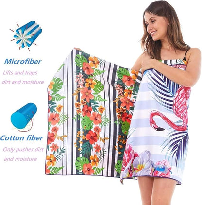 HAOKUN Microfiber Sand Free Beach Towel Blanket-Quick Fast Dry Super Absorbent Lightweight Thin Towel for Travel Pool Swimming Bath Camping Yoga Gym Sports Idea … (flamingo1)