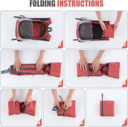 15L Hiking Backpack Small Travel Backpack Lightweight Packable Backpacks Casual Daypack for Women and Men, Red