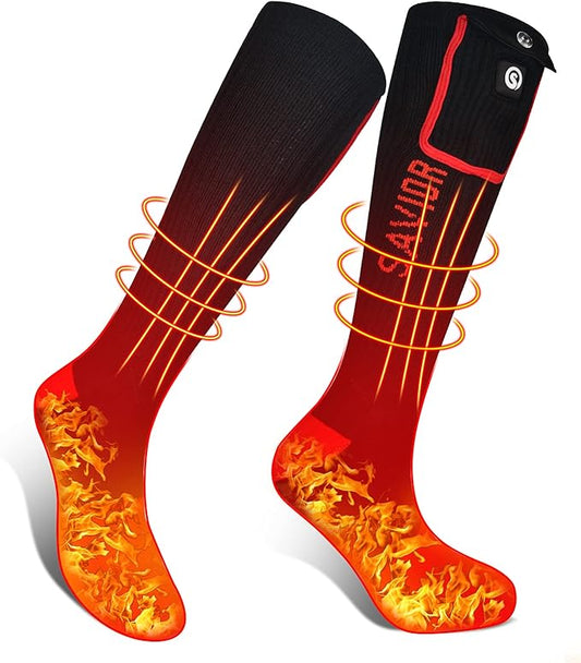 Heated Socks, Battery Rechargeable Electric Heating Socks, Thermal Warm Socks for Men Women Hiking Camping Winter Footwarmers
