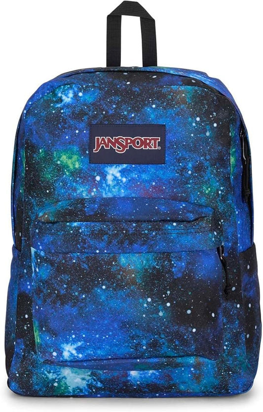 JanSport SuperBreak One Backpack - Durable, Lightweight Bookbag with 1 Main Compartment, Front Utility Pocket with Built-in Organizer - Premium Backpack, Cyberspace Galaxy