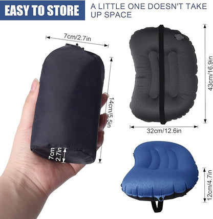 DAWNTREES 2 Pack Inflatable Pillow for Camping,Portable Compressible Ultra-light Travel Inflatable Pillow for Sleeping,Support The Neck and Lumbar,Backpacking Essentials (Blue)