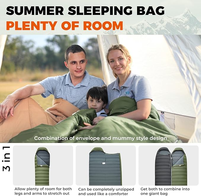 KingCamp Sleeping-Bags Down Sleeping Bag for Adults, Recycled 700 FP Cold Weather 3-4 Season Sleeping Bag