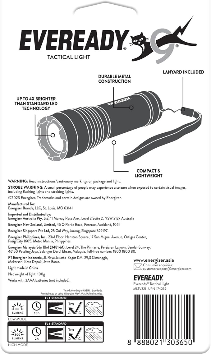 EVEREADY Energi LED Tactical Light (2 Lights w/ Lanyard)