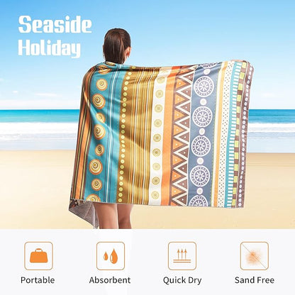 Hiturbo Microfiber Beach Towel-Quick Fast Dry Super Bath Towels Absorbent Lightweight Pool Beach Blanket, Ultra Compact Perfect for Travel Pool Swimming Bath Camping Yoga Gym Sports
