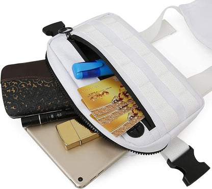 Outdoor Sports Chest Bag, Lightweight EDC Chest Bag For Men & Women, Running Vest Chest Pack With Phone Holder For Workouts, Cycling & Hiking (White)