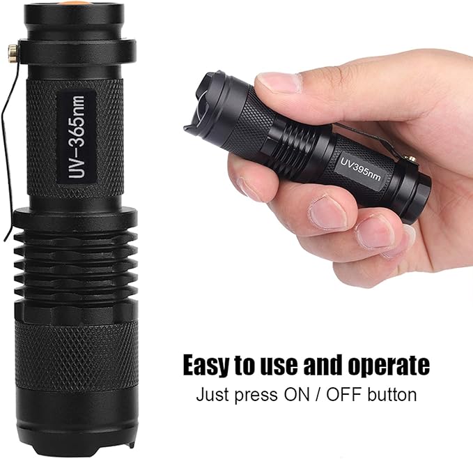 LED Torch Battery Powered, UV Ultra Flashlight Blacklight Light Inspection Lamp Torch 395/365 nM, for Power Cut, Camping, Dog Walking(365nm)