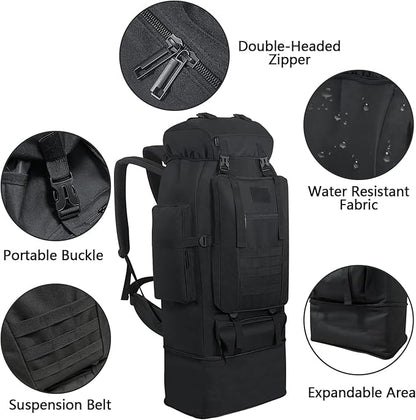 80L 100 Liters Camping Hiking Military Tactical Backpack,Water Resistant Large Travel Daypacks Outdoor MOLLE Rucksack