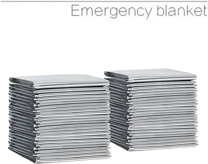 First Aid Mylar Rescue Blanket，Emergency Blankets for Survival Gear and Equipment，Designed for Outdoor, Body Warmer Blanket,Space, Camping Gear, Hiking Travel(Silver, 12 Pack)