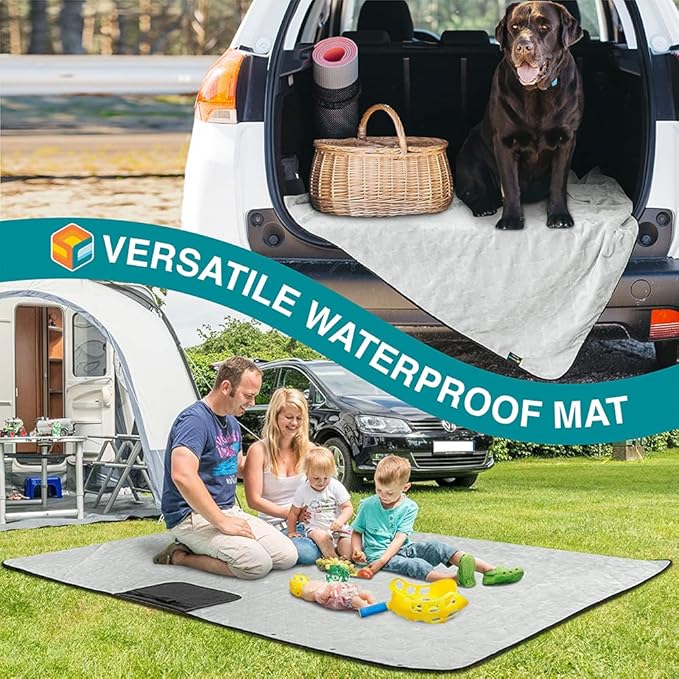 SUN CUBE Large Waterproof Camping Blanket, Fleece Quilted Stadium Blanket for Cold Weather, Windproof Foldable Outdoor Blanket Mat for Picnic, Beach, Pets, Car, 60x80in