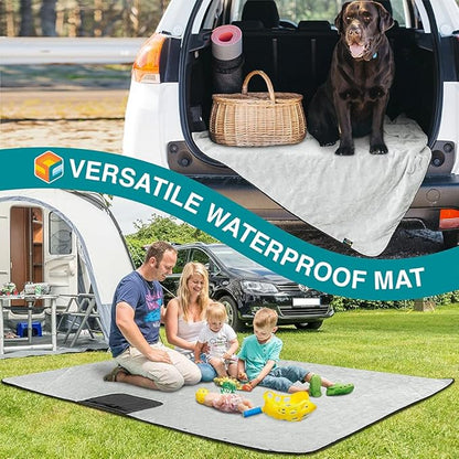 SUN CUBE Large Waterproof Camping Blanket, Fleece Quilted Stadium Blanket for Cold Weather, Windproof Foldable Outdoor Blanket Mat for Picnic, Beach, Pets, Car, 60x80in