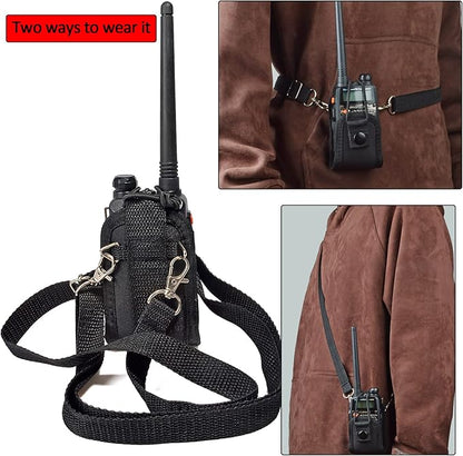 HYS Universal Holster Radio Case, Worn on a Belt/Shoulder Strap Radio Holster for baofeng UV5R 888S Motorola talkabout Midland Cobra Walkie Talkie radio
