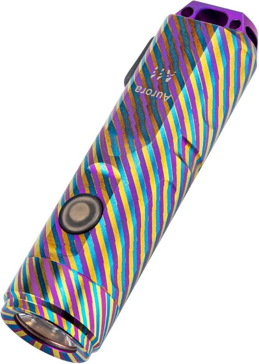 RovyVon A11 Titanium Flashlight High Lumen Rechargeable EDC Keychain Flashlights 650 Lumen 5 Modes Super Bright Water Resistant for Camping, Hiking(Rainbow after the Rain)