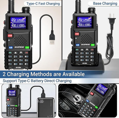 BAOFENG Radio 5RM 10W Ham Radio Long Range (Upgrade of UV-5R) AR-5RM Two Way Radio NOAA Weather Receiver Rechargeable Walkie Talkies UV5R Copy Frequency 999CH With USB Charging 18.89" Tactical Antenna