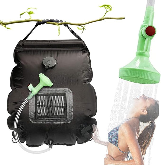 LYOUMEIT Solar Shower Bag 5 Gallon, Portable Shower for Camping, Camping Shower Bag, Solar Heating Shower Bag with Removable Hose and On-Off Switchable Shower Head
