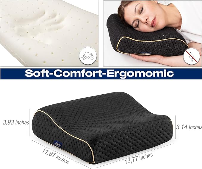 Travel & Camping Comfortable Memory Foam Pillow with Extra Cotton Cover – Easy to Carry Portable Bag – Temperature Regulating Pillow Case