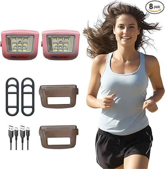 Running Lights, Waterproof LED Clip-On Light, 300 Lumens, USB Rechargeable, Suitable for Hiking, Running, Biking, Walking Dog, Car Repair, Emergency(2PCS,Pink)