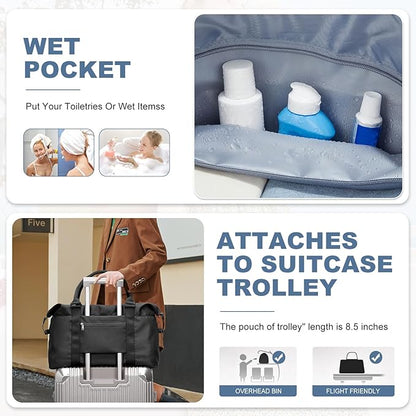 Travel Duffel Bag,Sports Tote Gym Bag,Shoulder Weekender Overnight Bag for Women