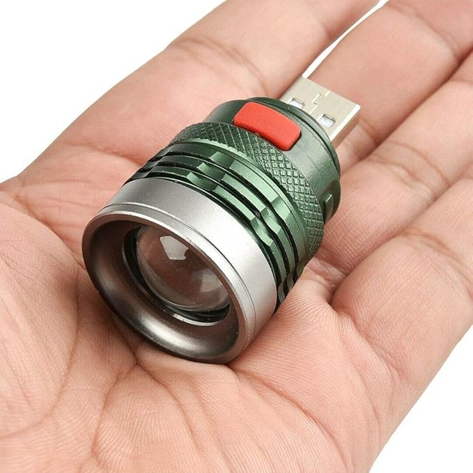 1Pcs USB Powerful LED Flashlight Portable Camping Light Mini Torch Zoomable 3 Modes