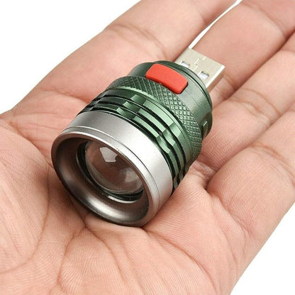 1Pcs USB Powerful LED Flashlight Portable Camping Light Mini Torch Zoomable 3 Modes