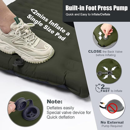 Camping Sleeping Pad, Extra Thickness 4.7 Inch Inflatable Sleeping Mat Lightweight Waterproof Camping with Built-in Pump Air Mattress for Backpacking, Hiking, Tent, Traveling