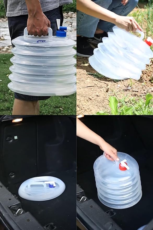 2.64 Gallon Collapsible Water Container with Spigot & Carry Handle | BPA Free Water Storage Containers | Foldable Portable Jug for Outdoors Hiking Picnic Camping