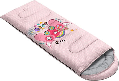 Kids Sleeping Bag for Boys Girls,Rocket Astronaut Moon Print-Lightweight Warm Portable Outdoor Indoor-Waterproof Cold Weather Resistant Sleeping Bag for Camping Hiking