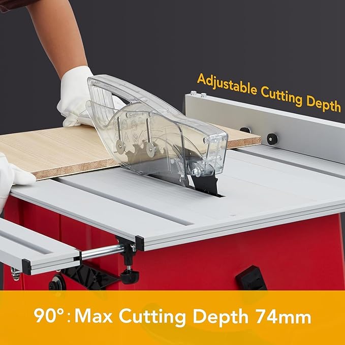 10inch Table Saw, Portable Benchtop Table Saw, Stand & Push Stick, 5000RPM, Adjustable Blade Height, With Port for Connecting Dust Collector, 90°Cross Cut & 0-45°Bevel Cut