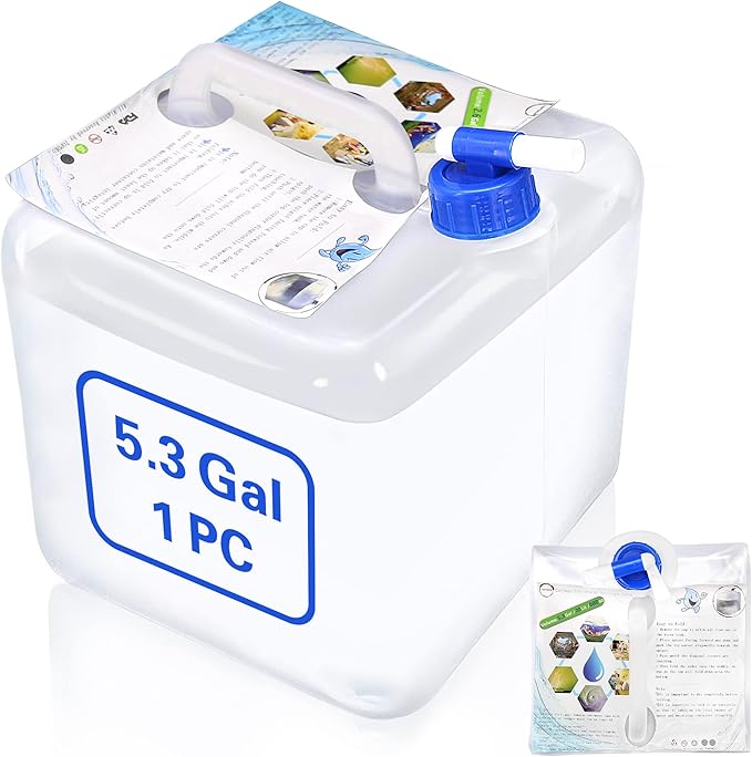 TOPOKO Camping Water Storage Containers - BPA Free Water Container for Outdoors Hiking Collapsible Water Jug with Spigot Emergency Water Storage for Survival Kits 2.6/5.3 Gallon
