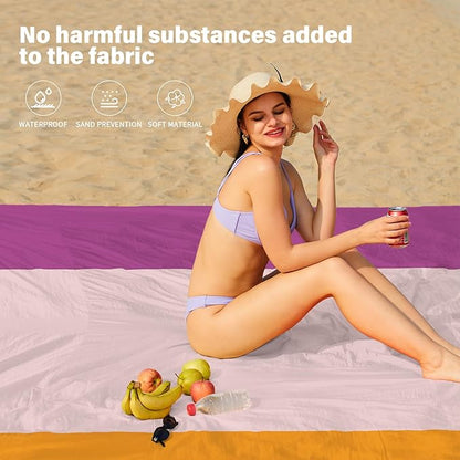 Beach Blanket Oversized Extra Large 78" X 81",Waterproof Sandproof Beach Blanket 1-7 Adults Lightweight Durable for Travel Camping Hiking Picnic