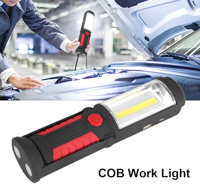 LED Work Light,COB LED Flashlight,Portable Flashlight,with Magnetic Stand for Car Repair, Home, Garage, Emergency and Outdoor Camping (Red), COB LED Flashlight,LED Work Light,Portable FlashliCOB