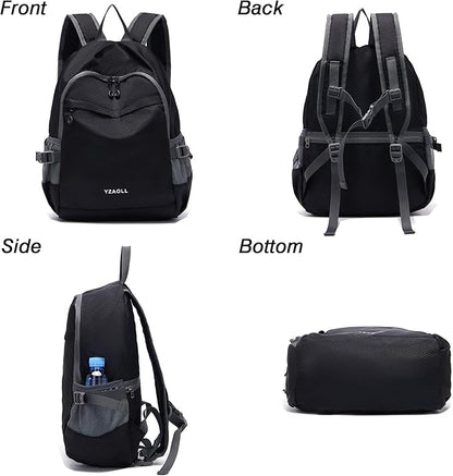 YZAOLL Small Lightweight Packable Hiking Backpack, 20L Hiking Backpack Day Pack for Women Men Travel Camping Vacation,Black