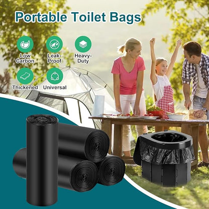 80 Portable Toilet Bags, Camp Toilet Liner for Porta Potty, Bucket Toilet, 1.2 Mil Disposable Trash Bag for Camping, Boating, Traveling, Outdoor Activities