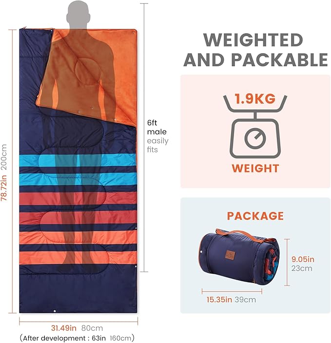 Cozy Bliss Puffy Camping Blanket Beach Mat Sleeping Bag 3 in 1 Multi Use, Packable Outdoor Blankets Warm Lightweight Down Alternative Filled 63"x78" for Travel Picnic Stadium Concerts