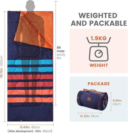 Cozy Bliss Puffy Camping Blanket Beach Mat Sleeping Bag 3 in 1 Multi Use, Packable Outdoor Blankets Warm Lightweight Down Alternative Filled 63"x78" for Travel Picnic Stadium Concerts