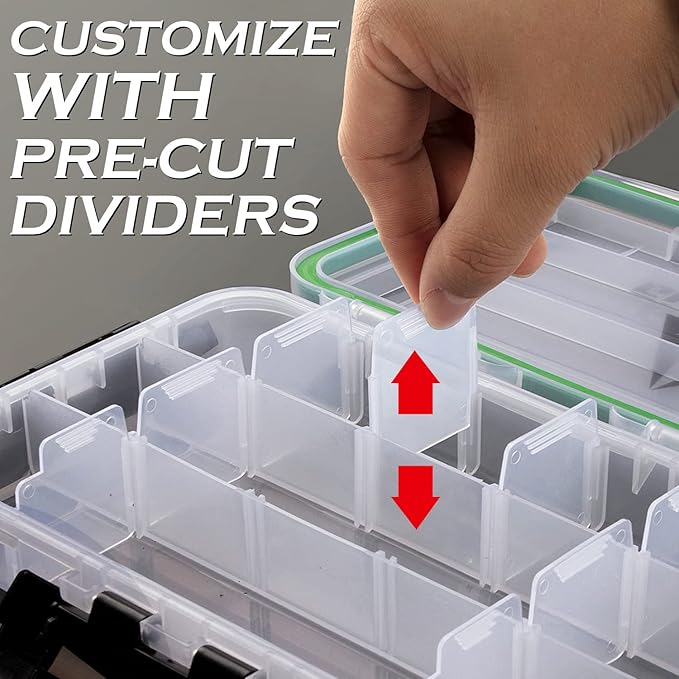 Ghosthorn Fishing Tackle Box, Waterproof 3600 and 3700 Tackle Trays, Plastic Tackle Box Organizer with Removable Dividers Storage Lure Box for Lures 1 and 4 Pack