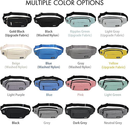 SINNO Large Crossbody Fanny Pack for Women Men Belt Bag With 4-Zipper Pockets for Travel Running Hiking Workout Dog Walking Outdoors Sport Fishing Waist Pack Bag Carrying All Phones